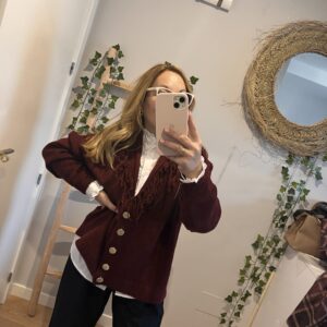 CARDIGAN FLECOS GRANATE